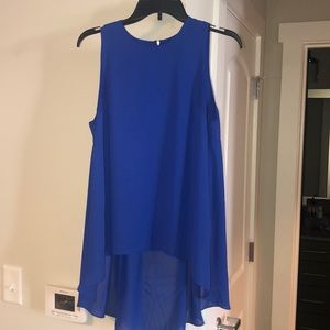 NWOT Royal Blue Sleeveless Chiffon High Low Top